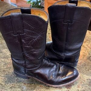 Justin Boots Black Leather Western Boots